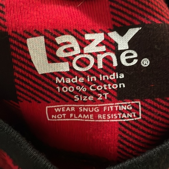 Lazy One 'Bear Cheeks' pajamas red and black plaid NEW - Picture 6 of 6